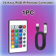 1pc/2pcs 24-Key Infrared RGB LED Controller, 4-Pin USB 5V Control Cable, Remote Control Dimmer For 5050/3528/2835 RGB LED Strips