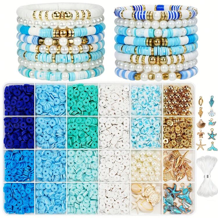1 Set Ocean Summer Vacation Style Friendship Charm Bracelet Making Kit Clay Beads Set For Jewelry Bracelet Necklace Earring Making Diy Craft - Multicolor - View 15