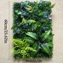 1片人造绿色植物墙板 | 40x60厘米 | 塑料材质 | 无需电源或电池 | DIY家居花园装饰 | 适用于户外露台、婚礼、圣诞节、感恩节、情人节、母亲节和毕业典礼装饰 | 易于使用，植物逼真 - 綠色 - 查看 8
