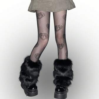طقم حماة الساق والساق القصيرة الفرائية النسائية الشتوية، مع تريم من فراء الثعلب الجميل، متعددة الاستخدامات للرقص وأزياء اليابانية خروج الطالبات وما إلى ذلك