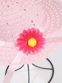 2件套女童多巴胺透气沙滩帽和包包套装，可爱向日葵图案夏季户外遮阳帽 - 2PC - 查看 10