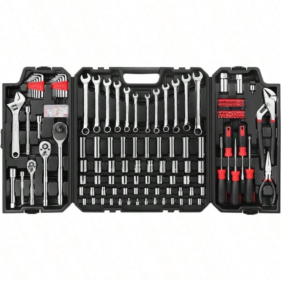 Eastvolt EVHT24801 Juego de 248 piezas de herramientas de mecánica sockets y llaves mixtas de uso general juego de herramientas de reparación automática con estuche de almacenamiento - como en la foto - Ver 1