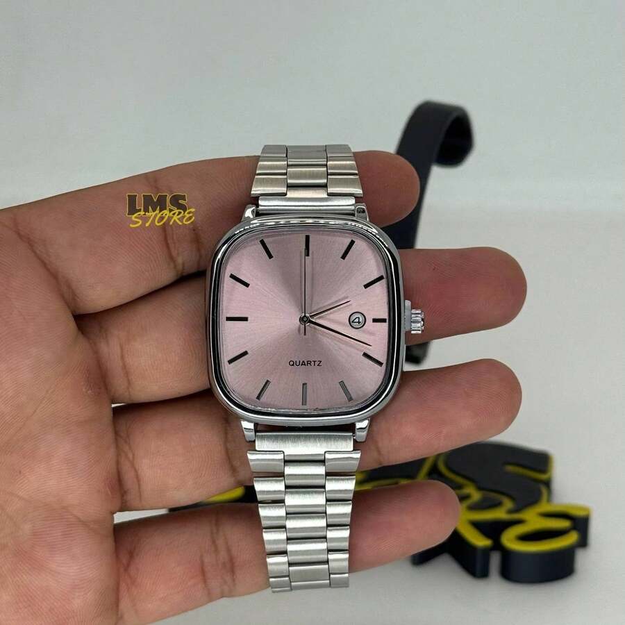 Men's Retro Vintage Classic Square Silver/Blue Watch - MCS PRATA / ROSAS - Ver 1