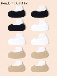 10 Pairs Of Children's Summer Thin Mesh Breathable Pure White Heel Anti Slip Low Vamp Invisible Boat Socks, Versatile For Daily Use