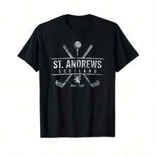 St. Andrews Scotland Golf Since 1552 Distressed T-Shirt As Present - Black - View 1