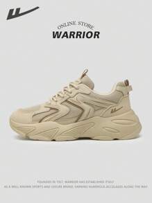 WARRIOR 1 par de zapatillas deportivas casuales de estilo grueso color caqui para pareja, modelo 2025 - Zapatillas de moda transpirables para ocio y deportes al aire libre, zapatillas de fitness y running, zapatillas para estudiantes, versátiles para fotografía y uso diario, zapatillas gruesas para mujer