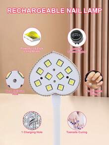 带智能传感器的 UV LED 美甲灯、便携式可充电迷你免提 UV 灯、可旋转无绳美甲烘干机、速干凝胶指甲油固化灯、鹅颈发光固化灯，适合家庭和沙龙使用 - 彩色 - 查看 6