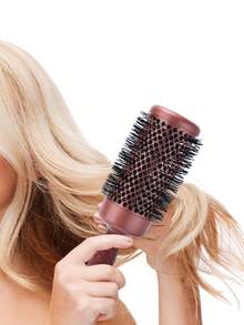 1 chiếc lược cuốn tóc Stylance dùng trong salon, công nghệ ion âm nano, thân bằng nhôm mạ gốm vàng hồng, lông nylon, cán bọc cao su ABS màu đỏ gạch. - Rỉ Nâu - Xem 7