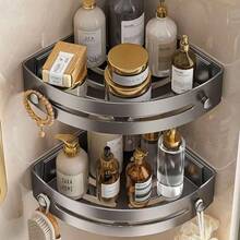 2 件装简约浴室三角挂架，可挂小物件，带排水孔