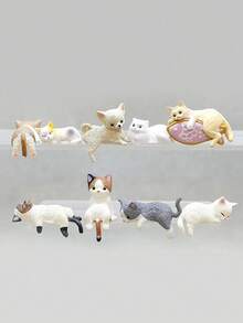 1 件迷你可爱懒散猫咪雕像，可爱又有趣，适合家居装饰、汽车装饰、小礼物 - 彩色 - 查看 2