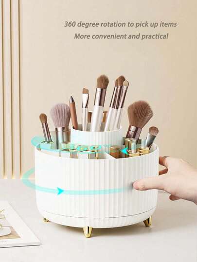1 قطعة حامل ومنظم فرش المكياج ، منظم فرش المكياج القابل للدوران 360 درجة ، كوب محتوي 5 شقوق لتنظيم فرش المكياج ، مستحضرات التجميل ، طلاء الأظافر ، لوازم الفن ، منظم مكتبي لخزانة الحمام