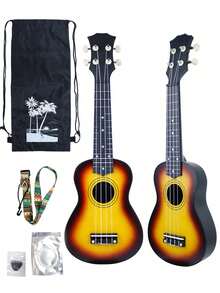 21-Inch Glossy Acoustic Ukulele For Beginners, Adult Kit With Full Accessories (Includes 1 Strap, 1 Spare String Set, 1 Colorful Neck Strap). Eucalyptus Series, Rainbow Color, Glossy Design. - Multicolor - View 7