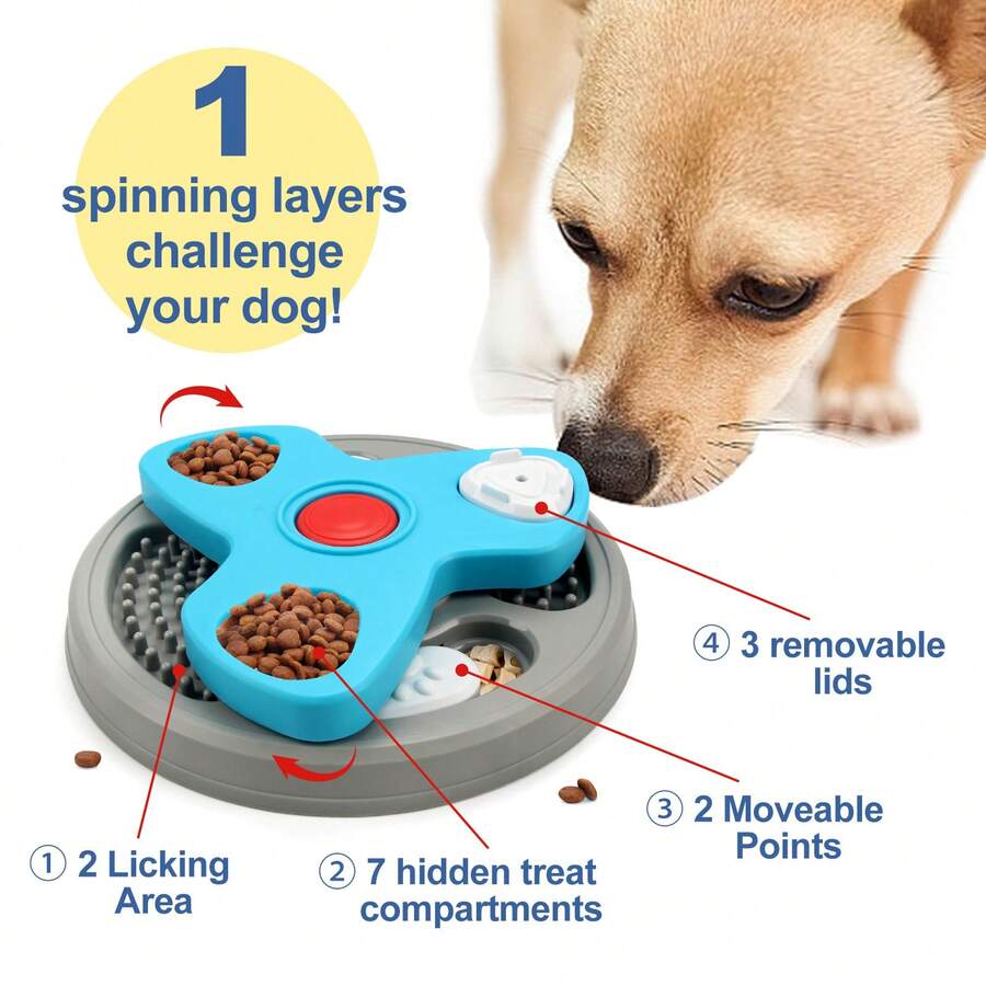 Hippyboyd Pet Feeding Training Bowl, Sand Tray, Dog Food Dish, Feeding Toy Plate - Blue - View 1