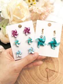 6pcs Windmill Polymer Clay Cutter Mold With High Precision DIY Handcrafted Earring Jewelry Clay Molds Embossing Pottery Tools