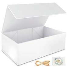 1 Stück - Weiße Geschenkbox, 23cm x 17cm x 7cm Geschenkbox, wiederverwertbar mit Deckel und Magnetverschluss, rechteckig und faltbar für Verlobungsbox, Hochzeit, Weihnachten, Halloween, Geburtstags-Geschenkverpackung