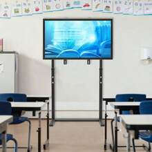 Extra Large Floor TV Stand TV Mount Adjustable Height Free Standing Home-Office - Black - View 3