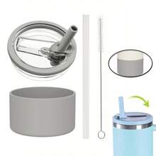 4PCS Compatible With Stanley Cup Accessories,Incloud 1PC 40 Oz Tumbler Flip Straw Lid Replacement,1 Coaster 7.5CM, 1 Straw, 1 Brush Fit For Stanley , Reusable Tumbler Cover, 1PC Spill Proof Splash Resistant Tumbler Lids For Stanley Cup - 彩色 - 查看 9