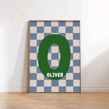 1pc, Custom Initials Printing, Personalized Plaid Poster, Baby Boy Room Decor, Baby Boy Gifts, Kids Room Wall Art, Wall Art Prints, Bedroom Decor, Unframed - Multicolor - View 11