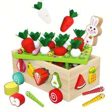 6-In-1 Wooden Toy For Children, Valentine's Day Gift Ideas, Carrot Picking Toy, Shape Sorting Puzzle, Fine Motor Skills Training Toy - Nhiều màu - Xem 9