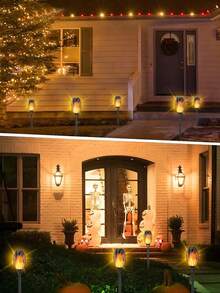 12 LED Solar Torch Lights For Outdoor Decor - Waterproof 4/6/8 Pack, Flickering Flame Garden Lights For Patio Pathway Party - Multicolor - View 9