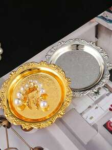 1/2pcs, Round Storage Tray, Multi-Function Jewelry Display Tray, Necklace Tray, Jewelry Rack, Dessert Tray, Fruit Tray, Ring Tray, Storage Rack, Home Decoration, Perfume, Candles, Festival Party, Wedding Gifts Suitable For Weddings, Valentine'S Day, Storing Jewelry And Jewelry In The Living Room, Dressing Table, Study, And Dressing Room.