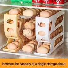 1pc Egg Storage Box, 3-Tier Automatic Rolling Egg Rack, Large Capacity Dedicated Egg Storage Box For Fridge, Cabinet, Shelf And Counter, Kitchen Organization And Storage, Kitchen Accessory