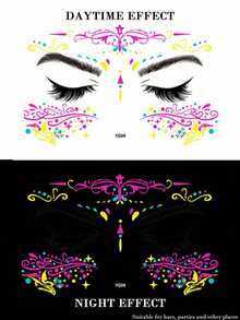 Sticker Pack: 5/3/1pc Essential For Fashion Leader! Neon Headpiece Decorative Stickers, Perfect For Music Festivals, Costume Parties, Graduation/Back To School Parties, Your Exclusive Nightclub Look, Express Your Personalized And Let Your Beauty Shine At Night! - MultiWarna - View 1
