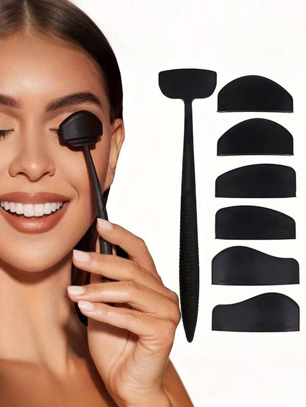 1 Set Kit de estampado de sombra de ojos de silicona, herramienta de maquillaje para principiantes, estampador de sombra de ojos con guía, kit de herramientas de plantilla de maquillaje de ojos para una aplicación impecable de sombra de ojos
