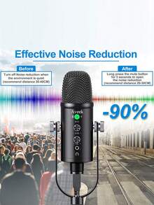 Noise Cancelling USB Microphone Kit - Professional Recording Mic With Adjustable Boom Arm & Quick Mute For Streaming/PC - Black - View 3