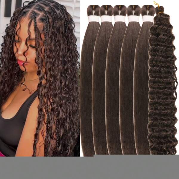 6 Packs Of 26-Inch Synthetic Boho Braiding Hair Pre-Stretched Synthetic Hair For Daily Styling, Festival DIY Projects, And Valentine's Day Natural Appearance