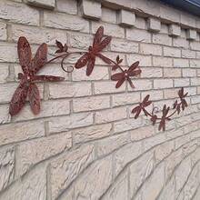 1PC Rusty Metal Dragonfly Wall Art Decor, Easy-To-Install Wrought Iron Decoration, Cross-Border American-Style For Garden Fence, Ideal For Indoor Outdoor Use, Perfect Housewarming Home Decor Gift - Rust Brown - View 6