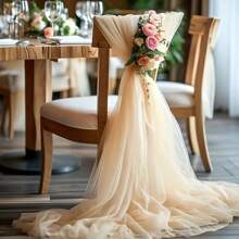 2pcs 6m Champagne Chiffon Archway Fabric, Wedding Archway Fabric, Birthday Party Background Decoration, Polyester Romantic Party Decoration For Wedding, Wedding Party Bridal Shower Decor Room Decoration Supplies, Suitable For Wedding Archway, Stair Fence Decor, Chair Back Decoration, Sheer Mesh Door Curtain, Gauze Table Runner, Table Cover, Banquets Party Supplies