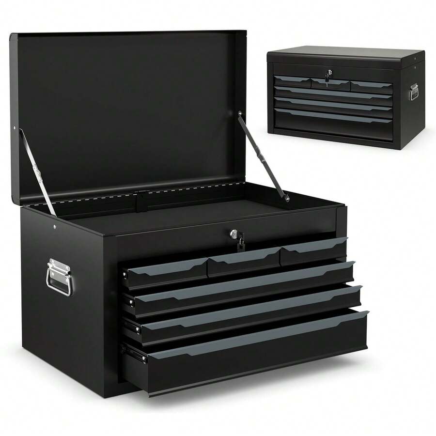 GOFLAME Steel Tool Box Tool Chest Case With 6 Drawers And Top Storage - Black - View 1