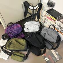 1pc Black/White/Purple Nylon Casual Crossbody Bag, Lightweight Tactical Outdoor Sports Waist Pack, Unisex Versatile Messenger Bag Suitable For Hiking, Cycling, Travel, Outdoor Activities, Great Gift For Boyfriend/Men Belt Bag For Men - Multicolor - View 2