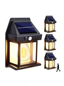 1 Peça Luz de Parede Externa Solar com Sensor de Movimento, 3 Modos, Luzes de Parede Decorativas Adequadas para Pátios
