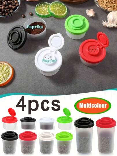 1/2/4 Piezas Juego de Salero y Pimentero, Juego de Salero y Pimentero Mini Duradero, Frascos de Especias, Recipiente de Sal, Botella de Pimienta de Plástico con Tapa Sellada Transparente, Accesorios de Cocina, Caja de Almacenamiento de Especias, Regalo de Cocina de Navidad, Botella de Sal y Pimienta Adecuada para el Hogar, Cocina, Camping al Aire Libre, Picnic, Barbacoa, Caja de Almuerzo Portátil