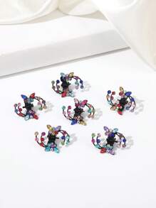 6 pièces/set Pince à cheveux mini papillon strass brillant, épingles à cheveux de mariée élégantes polyvalentes, pinces à cheveux pour accessoires de mode vestimentaire, pinces à fleurs élégantes