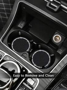 1/2pcs Car Cup Coaster, Bling Cup Holder Insert Coasters,Universal Auto Non-Slip Cup Holder Embedded In Ornaments Silicone Coaster, Car Interior Accessories Mat,7cm/2.75 Inch Soft Crystal Rhinestone Rubber Pad Set Round Auto Drink Coaster Car Interior Accessories