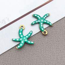 10 buc 10x10mm drăguț email oțel inoxidabil stea de mare farmece mini drăguț viață marină animale pandantive pentru DIY ocean brățară colier cercei bijuterii confecționare meșteșuguri accesorii