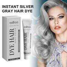 Eelhope 100ml Silver Gray Color Hair Dye Cream For Men's And Women, Granny Hair Permanent Washable Styling Hair Coloring For Fashionable Looks & Nourished Hair No Damage Lasting Hair Color For Unisex Smoky Gray Punk Style, Festival Gift, Natural Herbal Hair Dyeing Cream - 灰色 - 查看 3