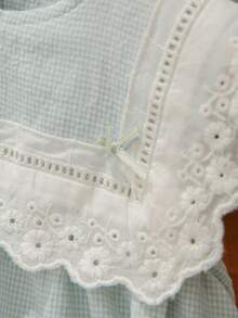 Girls' Lightweight Sleeveless Plaid Dress, Spring/Summer - Green - View 7