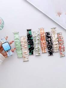 41毫米/40毫米/38毫米发圈式表带，女士休闲时尚表带，兼容多种表带，简约奢华，圣诞礼物送给女儿，返校季智能手表替换表带，节日必备 - 彩色 - 查看 2