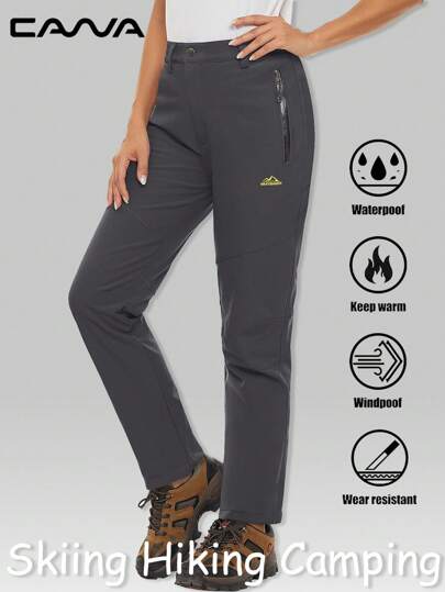 Cavva Calça Térmica Forrada para Mulheres, À Prova d'Água e à Prova de Vento, Resistente ao Desgaste, Calça de Softshell Quente para Neve e Esqui, Caminhada, Camping e Esportes ao Ar Livre, Forro de Fleece