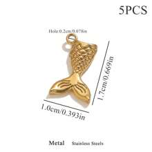5 pièces Accessoires de fabrication de bijoux en acier inoxydable à la mode et polyvalents, pendentif série océanique baleine pour collier et boucles d'oreilles