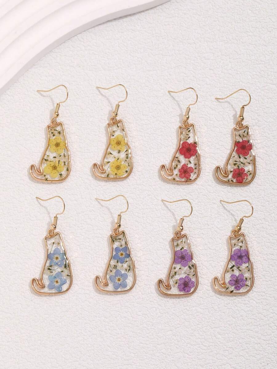 1 对可爱猫咪耳环，适合女性日常佩戴 - 大紅色 - 查看 1