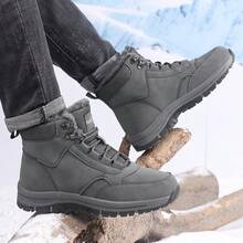 (Couple) Men's Snow Boots, Outdoor Sports High-Top Shoes For Autumn/Winter, PU Waterproof Hiking Boots, Trekking Boots, Outdoor Camping Adventure Boots, Women's Winter Boots, TPR Anti-Slip Durable Soles, Black/Gray, Size 36-47
