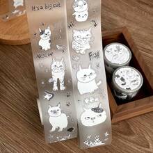 3m Cute Cat Themed Decorative Sticker Rolls, Creative Scrapbooking Stickers For Journals, Planners, Crafts - one-size - View 8