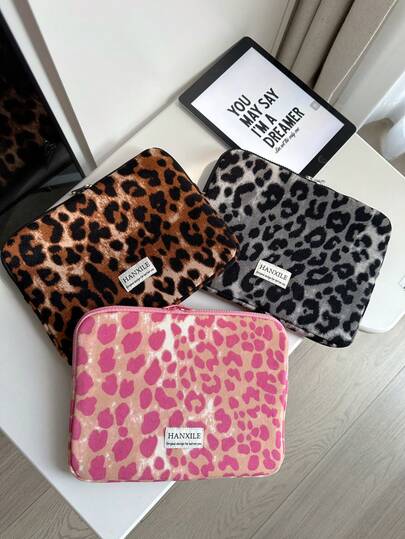 1PC Korean Fashion Leopard Print Laptop Bag, Office Bag, Notebook Inner Bag, 13 Inches, 14 Inches, 15 Inches, Cross-Border