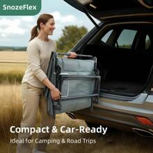 SnozeFlex Adjustable Folding Camping Cot|Lightweight & Portable|Built-In Pillow + Side Pocket