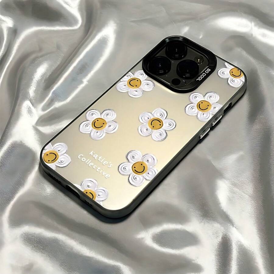 Funda de Teléfono con Patrón de Flores Felices y Lindas Adecuada para 16 15 14 13 12 11 Pro X XR XSMAX 8 Plus Cubierta Trasera Mate a Prueba de Golpes - Colores mixtos - Ver 1